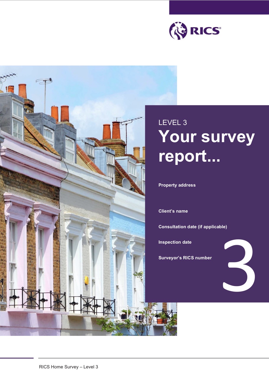 RICS Level 3 building survey report cover for older or complex properties